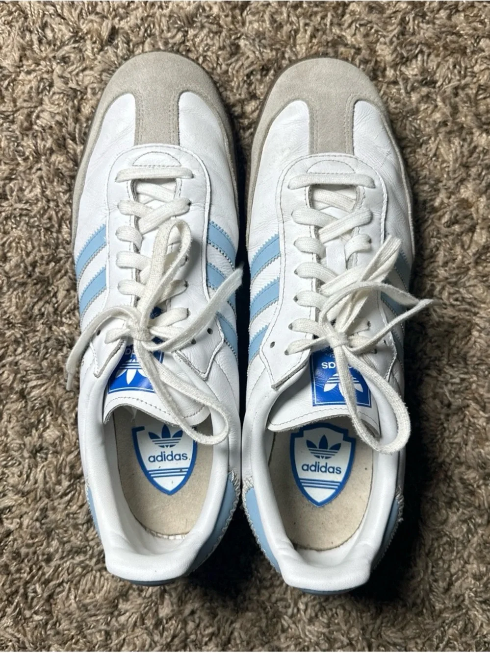 Adidas Samba OG White Light Blue Gum Leather Sneakers Men’s Size 13 Soccer Shoes